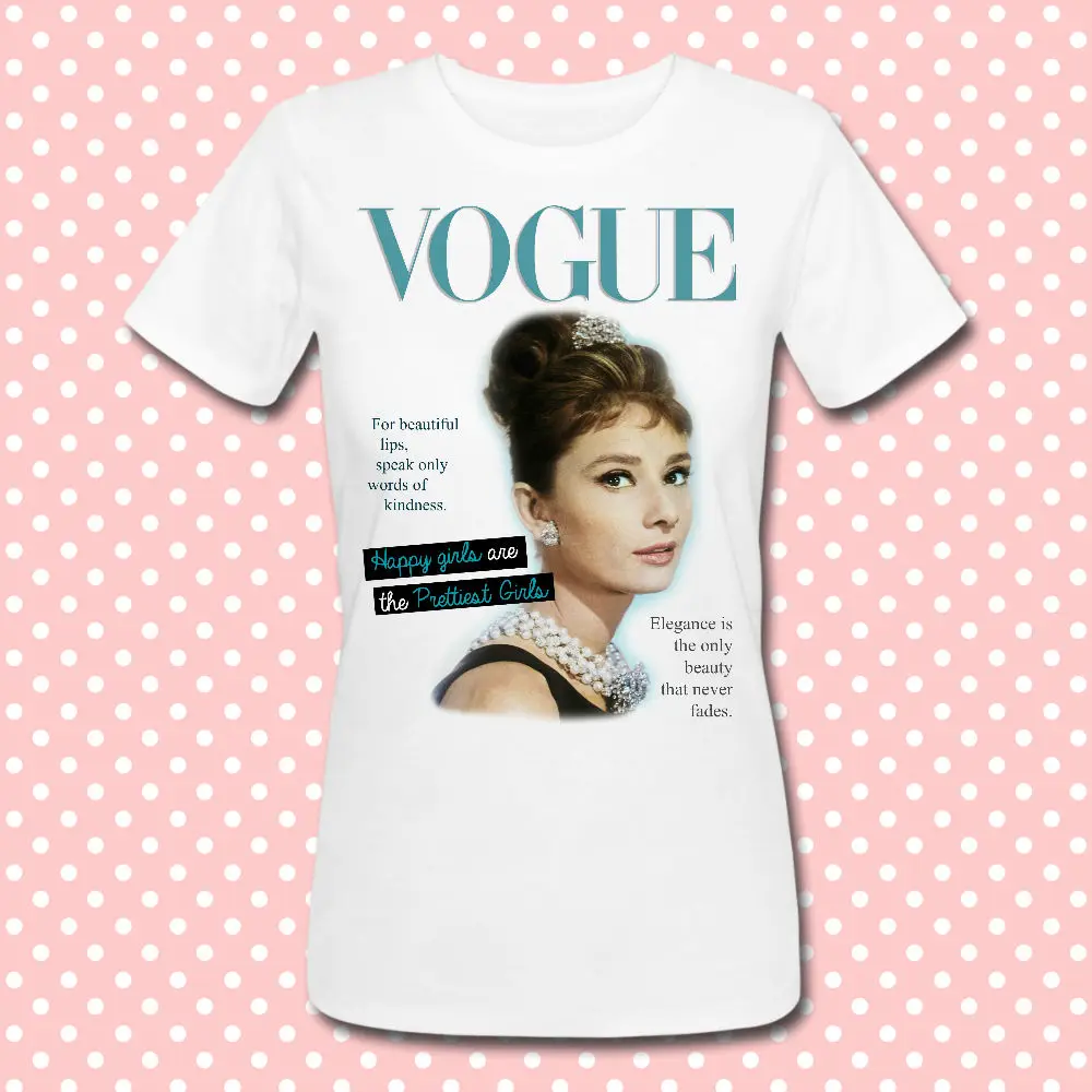 Футболка Vogue Fashion Cover Одри Хепберн летняя футболка с круглым вырезом happy girls are the