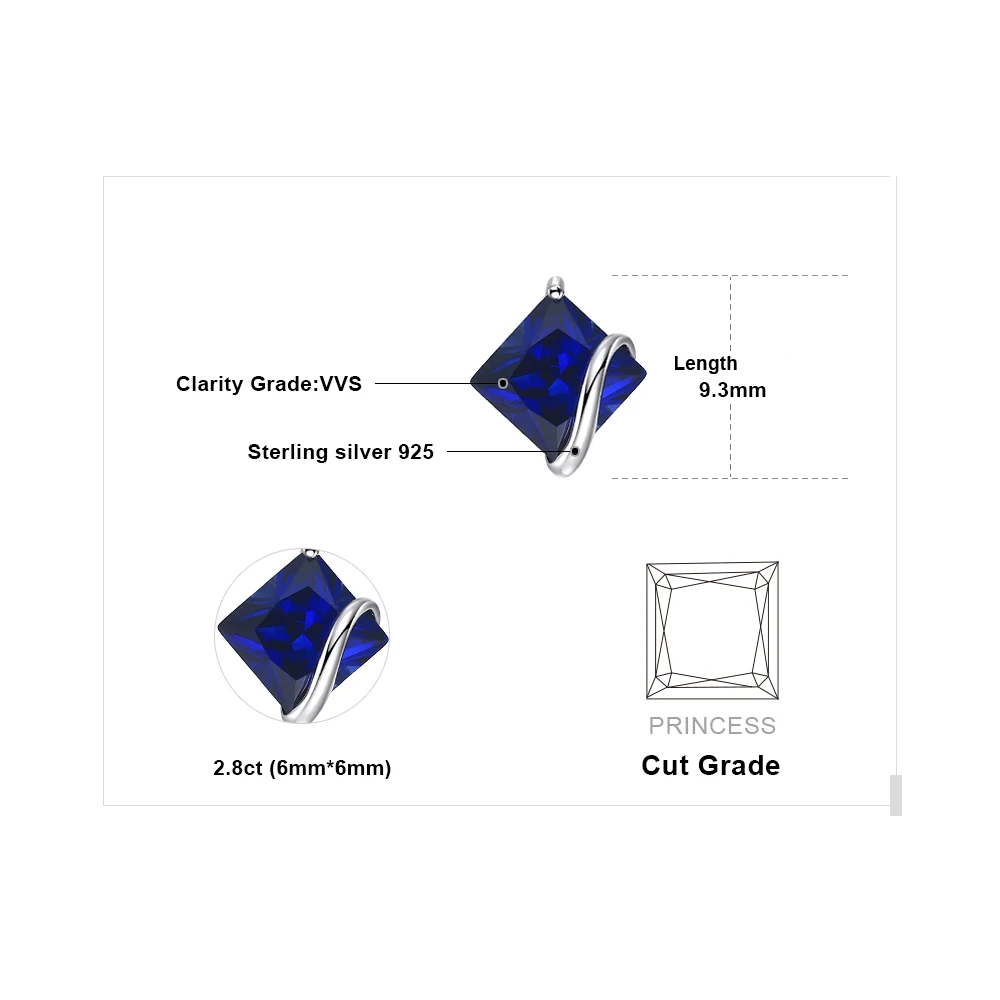 Jewelrypalace классический 2.8ct создания Сапфир Серьги-гвоздики Шарм стерлингового