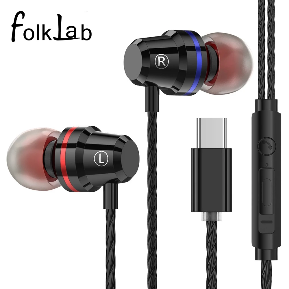 Наушники с разъемом USB Type C наушники вкладыши басами микрофоном и громкостью для