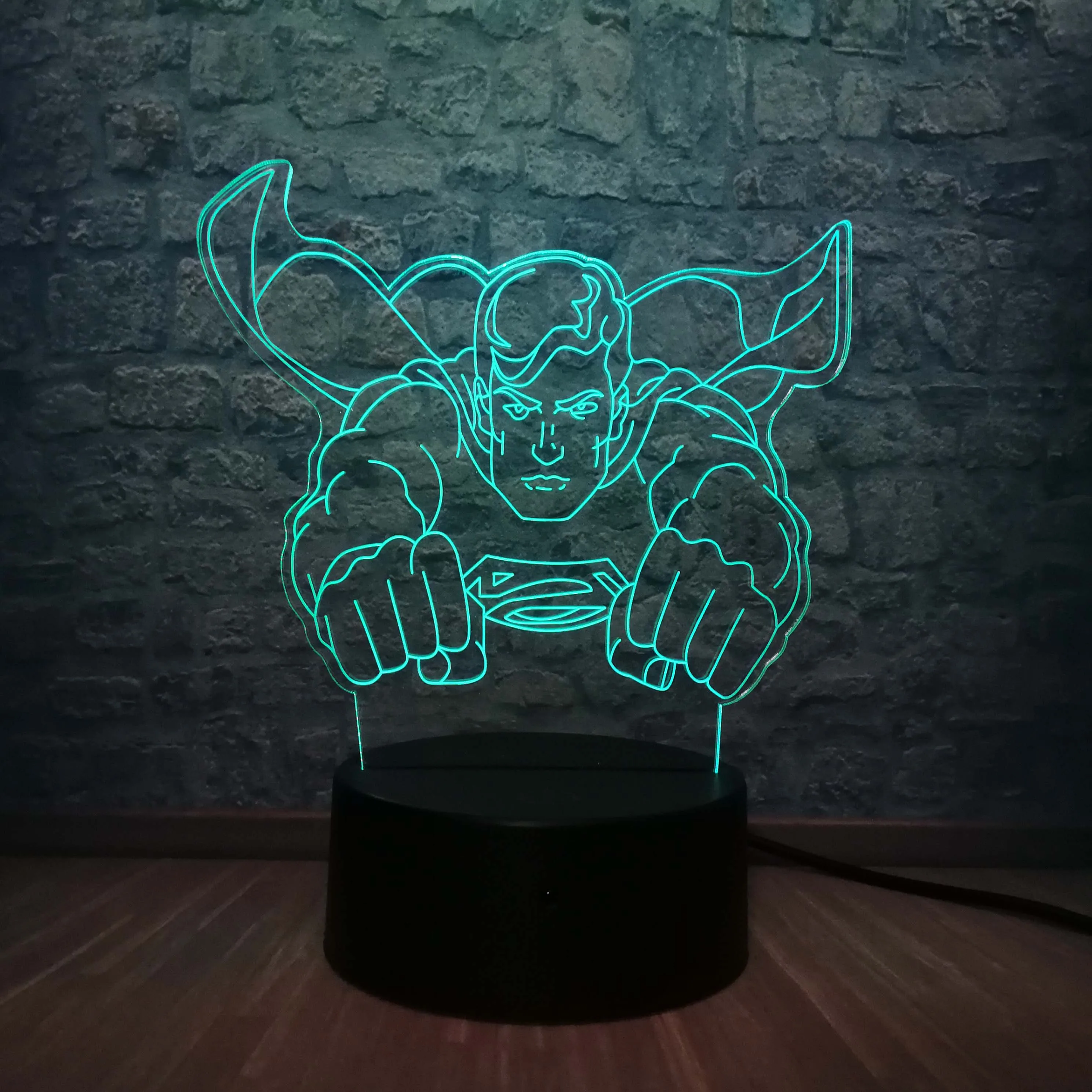 DC Супермен Герой 3D Светодиодная лампа RGB 7 цветов Изменение Прохладный мальчик