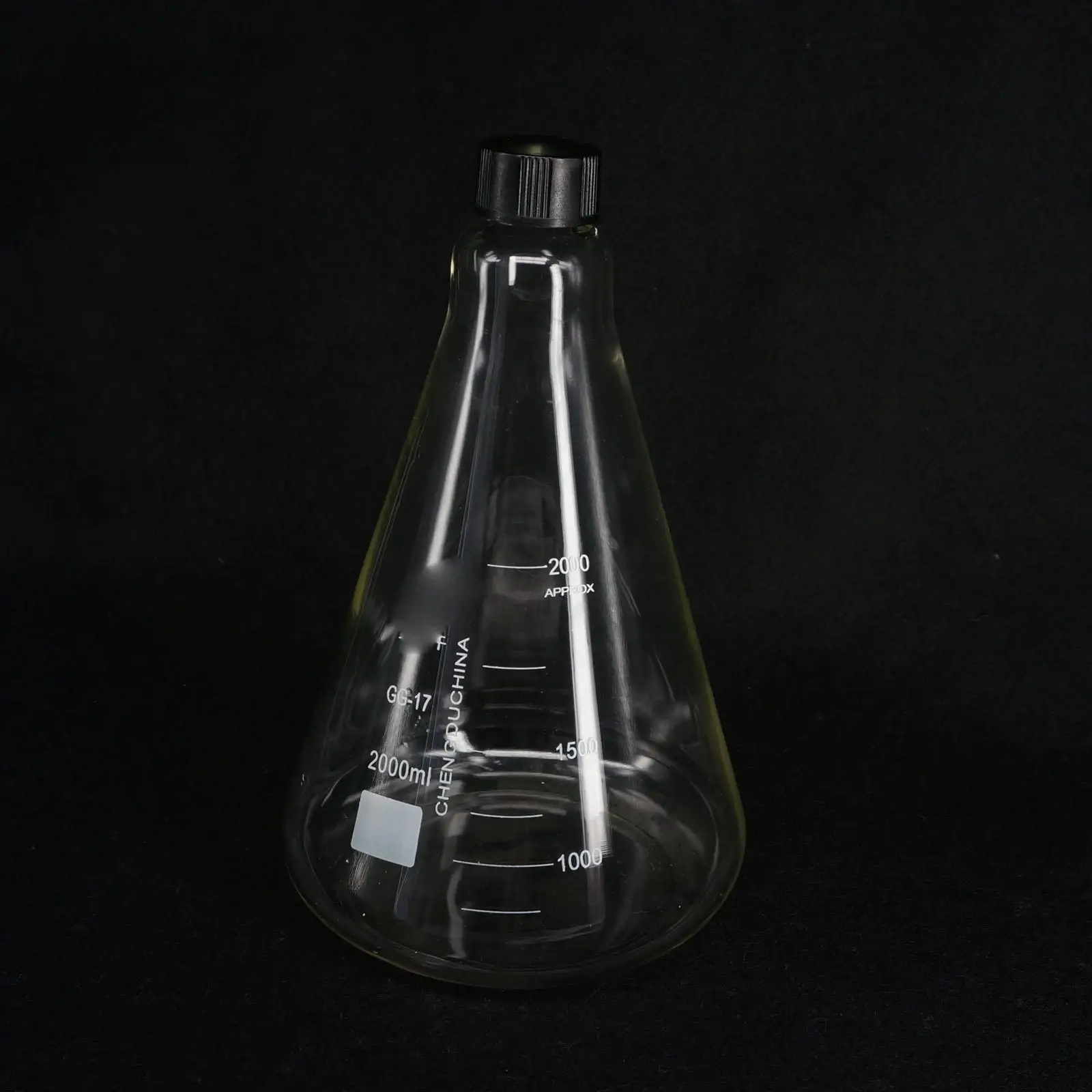 Стеклянная коническая Erlenmeyer 2000 мл узкая Крышка для рта фляжка лабораторная