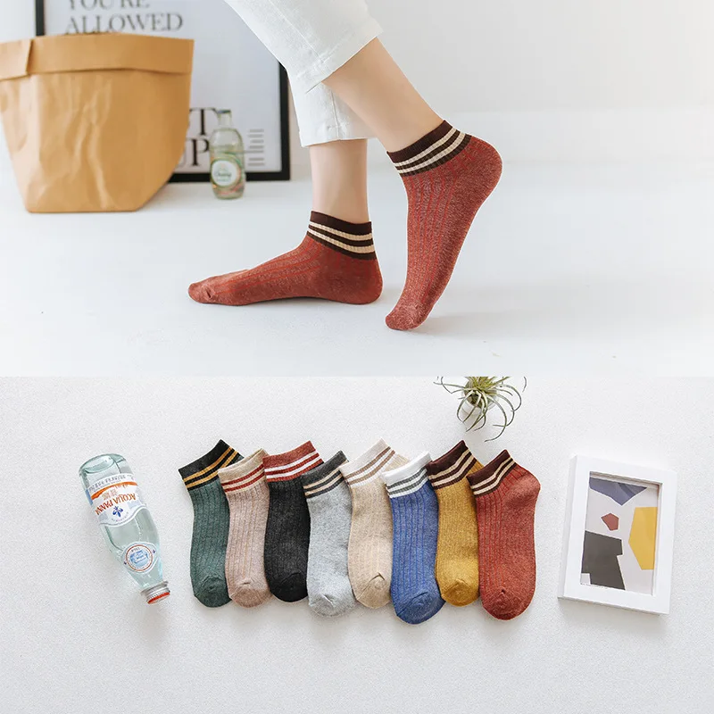 5 Pairs Socks Женские носки для девочек, весна-лето, новые женские хлопковые невидимые нескользящие носки, короткие носки с милым медведем, 5 пар, 8 пар - Цвет: 5 Pairs Socks