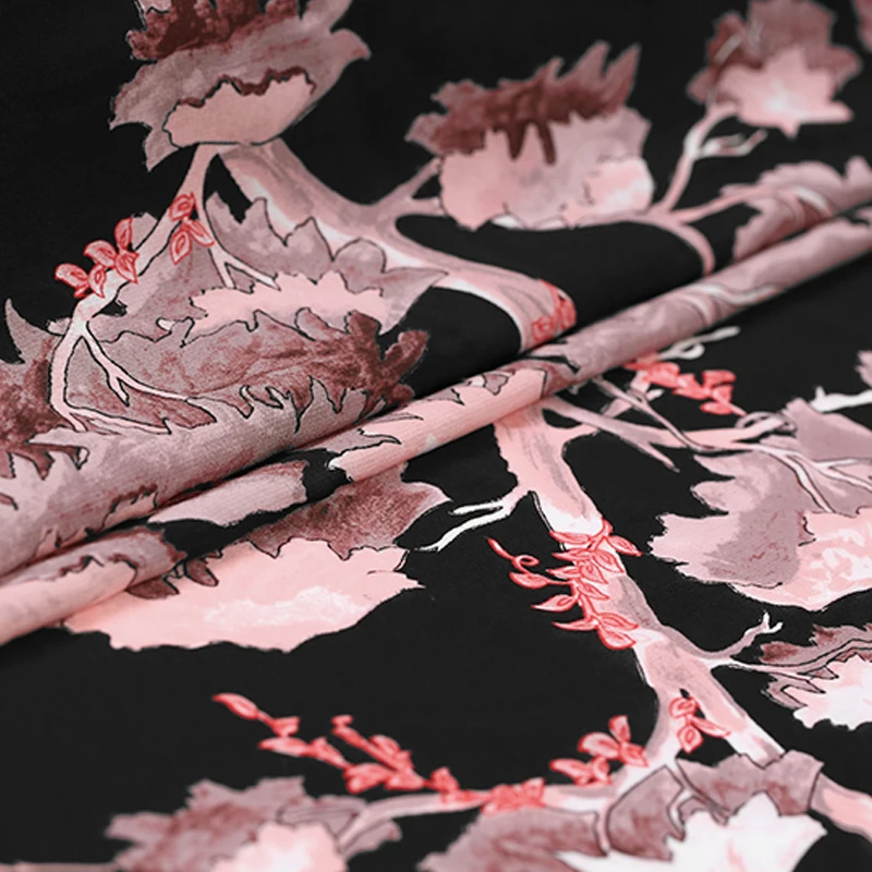 Welcome pine printing silk crepe de chine fabric summer clothing chinese wholesale cloth | Дом и сад