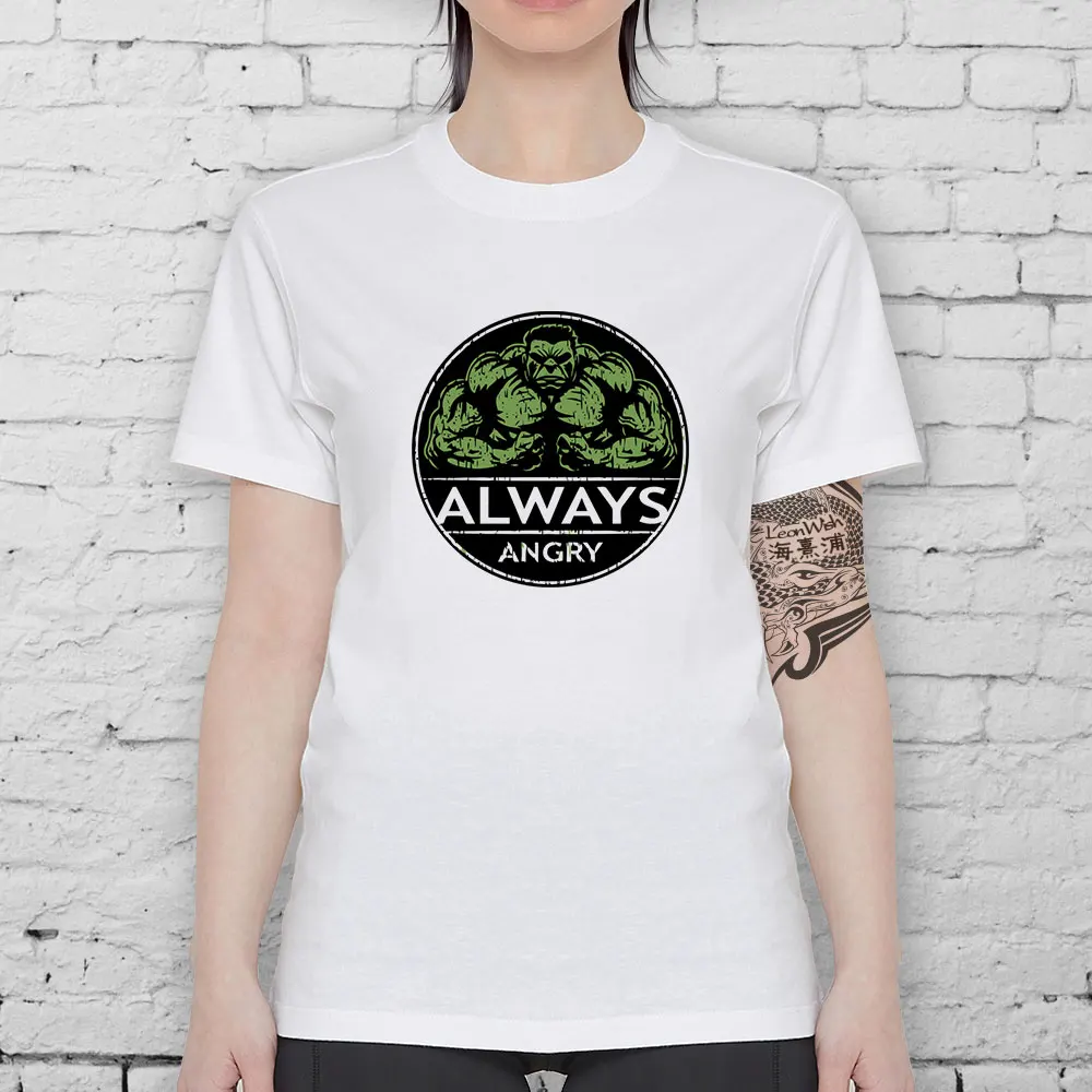Футболка с надписью Always Angry Hulk крутая модная футболка короткими рукавами в стиле
