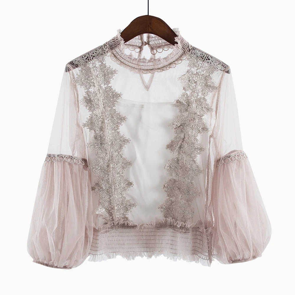 Missoov moda camisas весенне-осенняя стильная блузка женские милые топы сетчатые