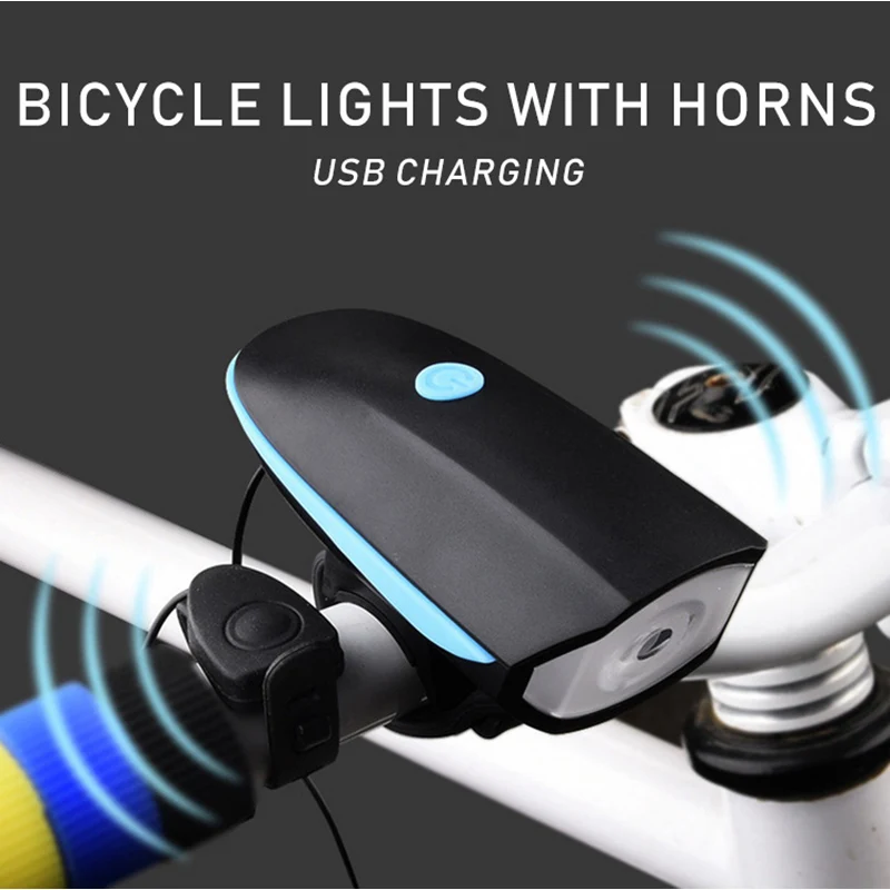 Bicycle Bell USB Charging Flashlight Bike Horn Light Headlight Cycling Multifunction Ultra Bright Electric 120db | Спорт и