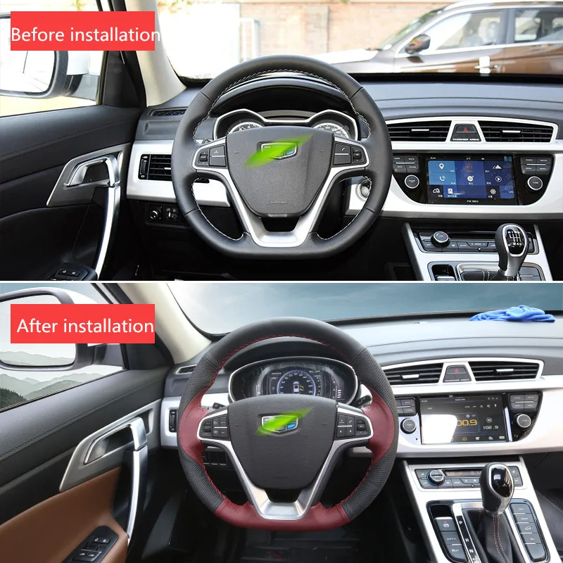 Чехол на руль кожаный чехол ручной работы автомобильные аксессуары для Geely Atlas