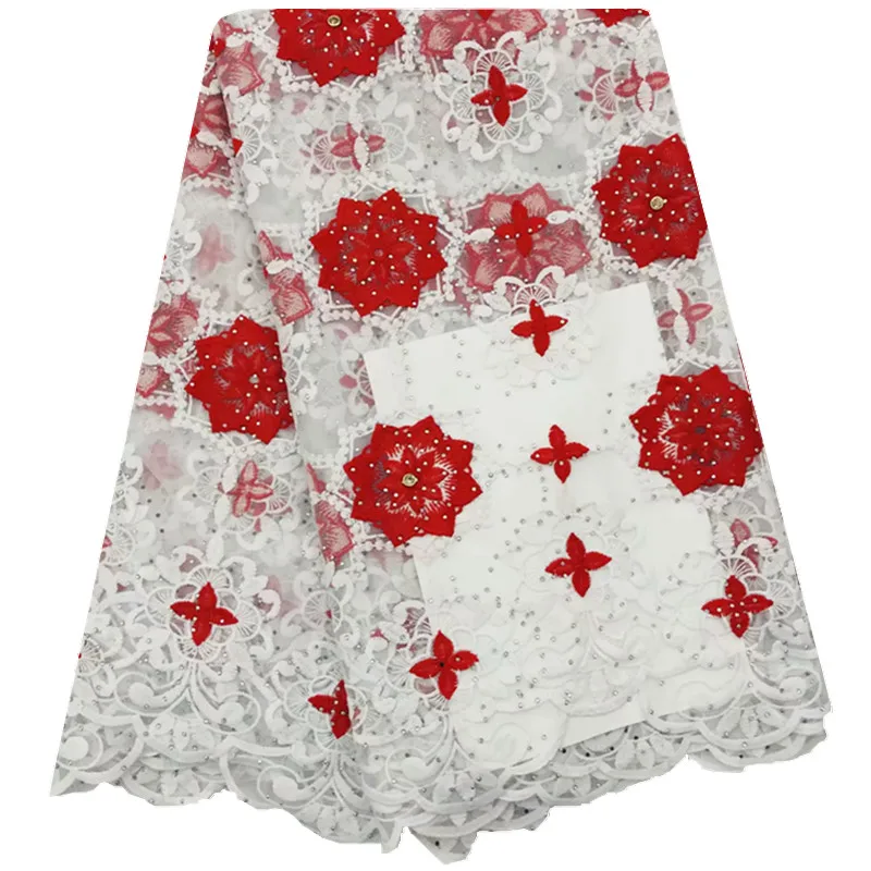 

French Net Lace Fabric 2018 Latest African Red Lace Fabric With Embroidery Mesh Tulle Lace Fabric High quality Nigerian Lace