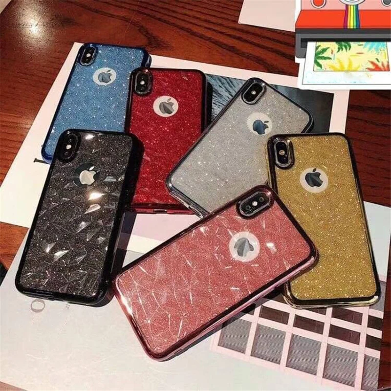Блестящий Мягкий чехол из ТПУ с алмазным рисунком для iPhone 6 6S 7 8 Plus телефона XS MAX XR X