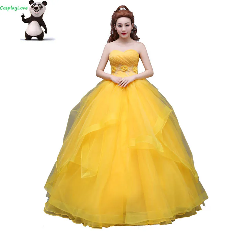 

CosplayLove Movie Beauty and The Beast Cosplay Custom-made Yellow Tube Top Belle Cosplay Dress Princess Cosplay Costume