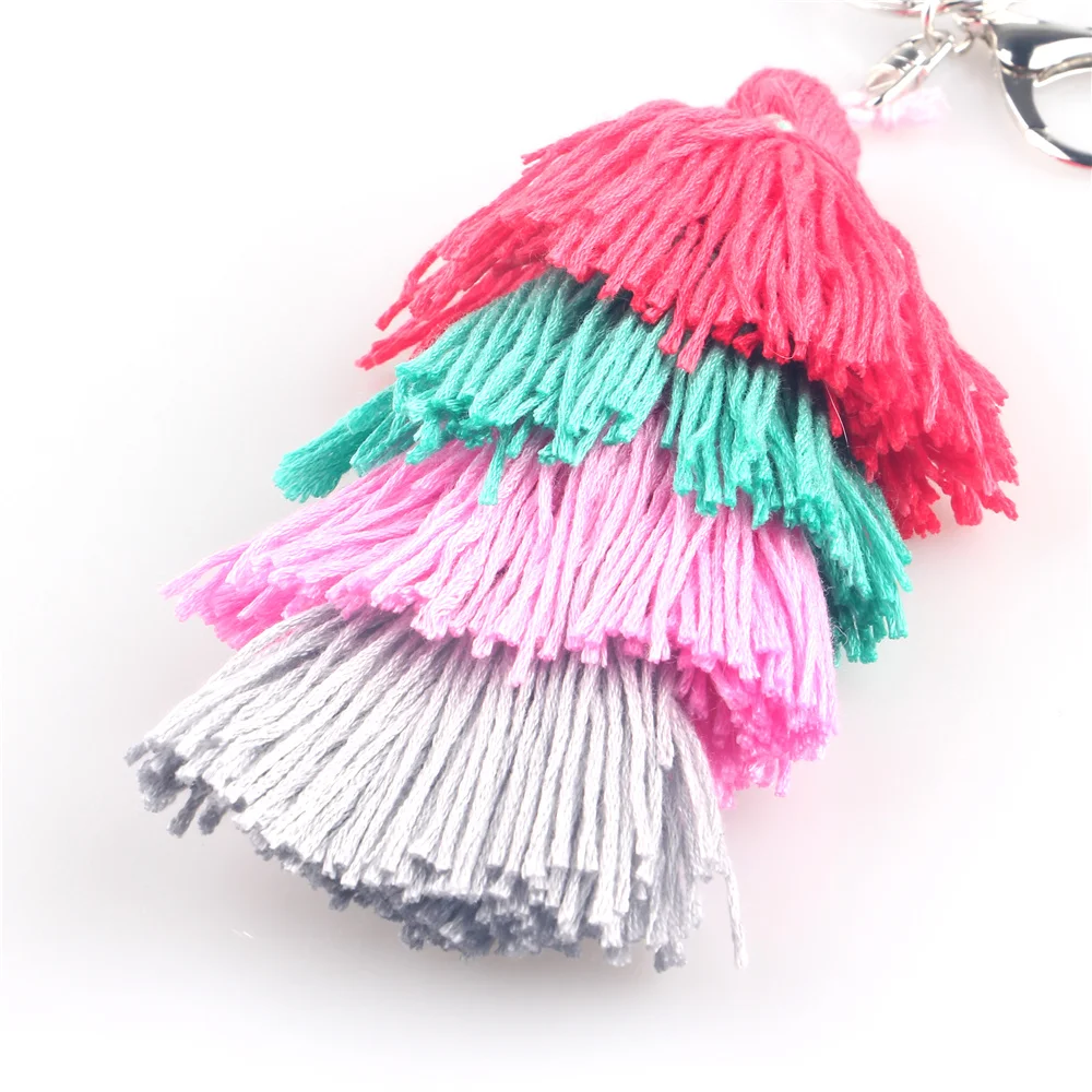 

2018 Fashion Layered Long Tassels Woven Charm Key Chains For Women Men Keyrings Car Handbag Keychain