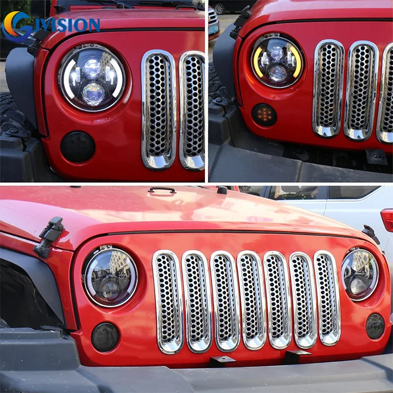 Черный/хром 7 дюймов круглые светодиодные фары DRL для Lada 4x4 urban Niva UAZ Hunter для Jeep wrangler Toyota FJ Cruiser налобный фонарь