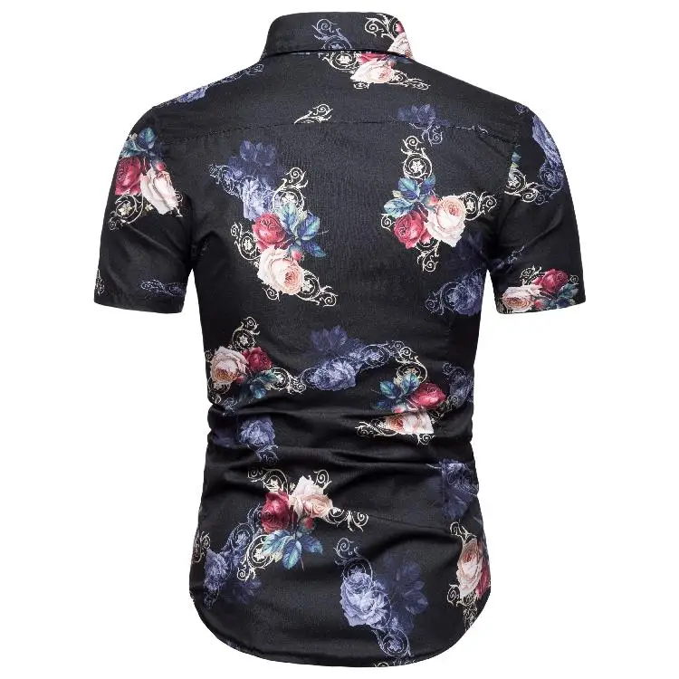 Summer Men's Shirt Short sleeve Floral Hawaiian Mens Clothing New model Shirts Flower Slim Casual | Мужская одежда