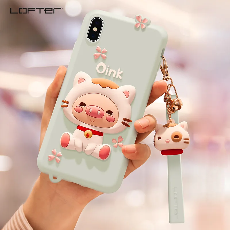 Blue for iPhone XS Lofter для iPhone X XS чехол силиконовый мягкий чехол для телефона с изображением поросенка из мультфильма для Apple iPhone XS MAX милый кот противоударный чехол - Цвет: Blue for iPhone XS