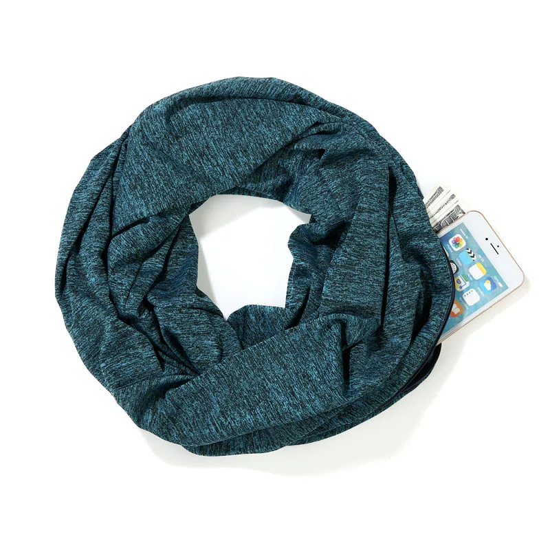 Royal blue Женский s потайной карман с молнией бесконечный петлевой шарф бохо стиль Йога тканевые ручки шаль Мода петля зимние женские шарфы - Цвет: Royal blue