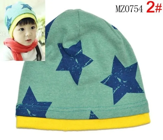 2017 New Cute Stars Printed Baby Boy Hat Double Layer Beanies Infantil Pink Gray Cap Born Photography HT52028+40 | Аксессуары для