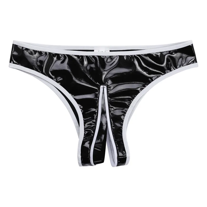 Женское нижнее белье в стиле панк готическое блестящее Wetlook Лакированное кожаное