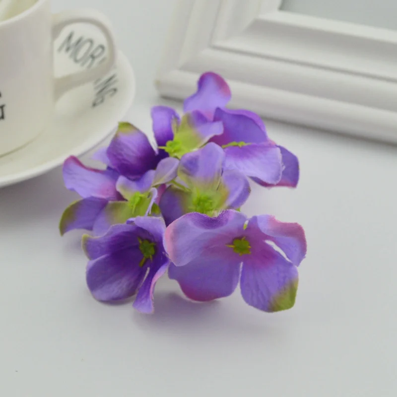 purple 3 шт шелковые искусственные цветы гортензии голова для свадебного украшения автомобиля DIY Подарочная коробка гирлянда декоративная флористика поддельные цветы - Цвет: purple