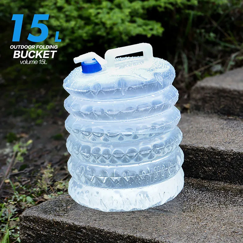 15L Открытый ведро воды складная сумка для хранения воды 5/10/15L Складной PE Пластик Еда Класс бутылка для воды контейнер для выживания - Цвет: 15L