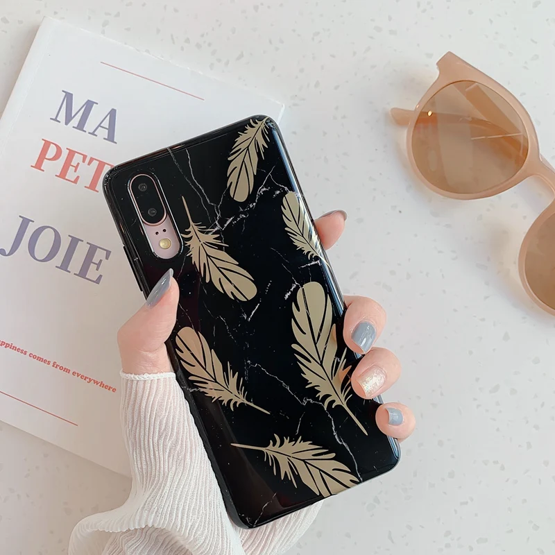 Винтажный глянцевый мраморный чехол для Huawei P30 P20 Pro Lite Мягкая силиконовая задняя
