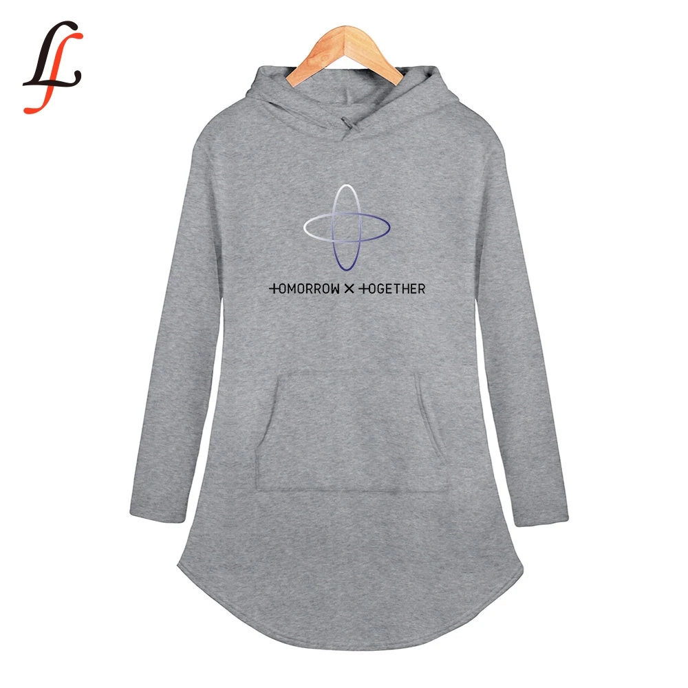 Kpop TXT tomorrow together Tops Personality Sport Casual Hoodie Dress Summer Fashion Woman Party Night Long Square Up Streetwear | Женская