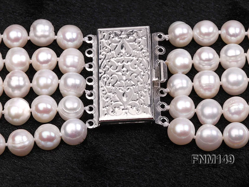 ?? 2019 新 Arriver 5 列ホワイト色 9-10 ミリメートル天然淡水真珠のネックレスジュエリー女性のための完璧な母親日ギフト