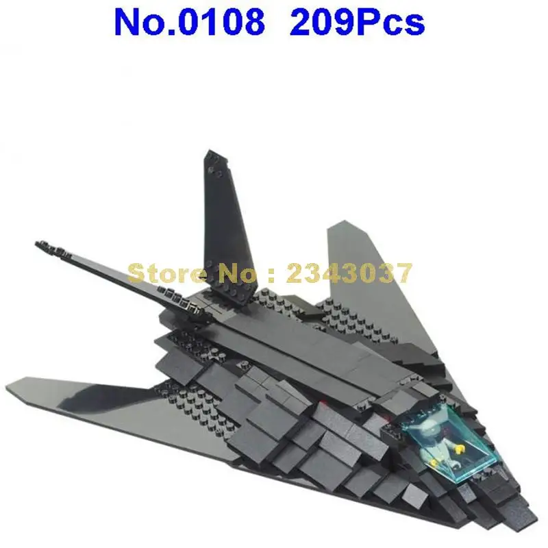 Sluban 0108 209 шт. Военный Черный F117 Невидимый бомбардировщик самолёт истребитель