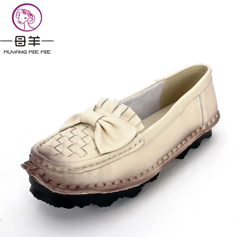 Женская обувь 2018 новые модные туфли на плоской подошве из натуральной кожи