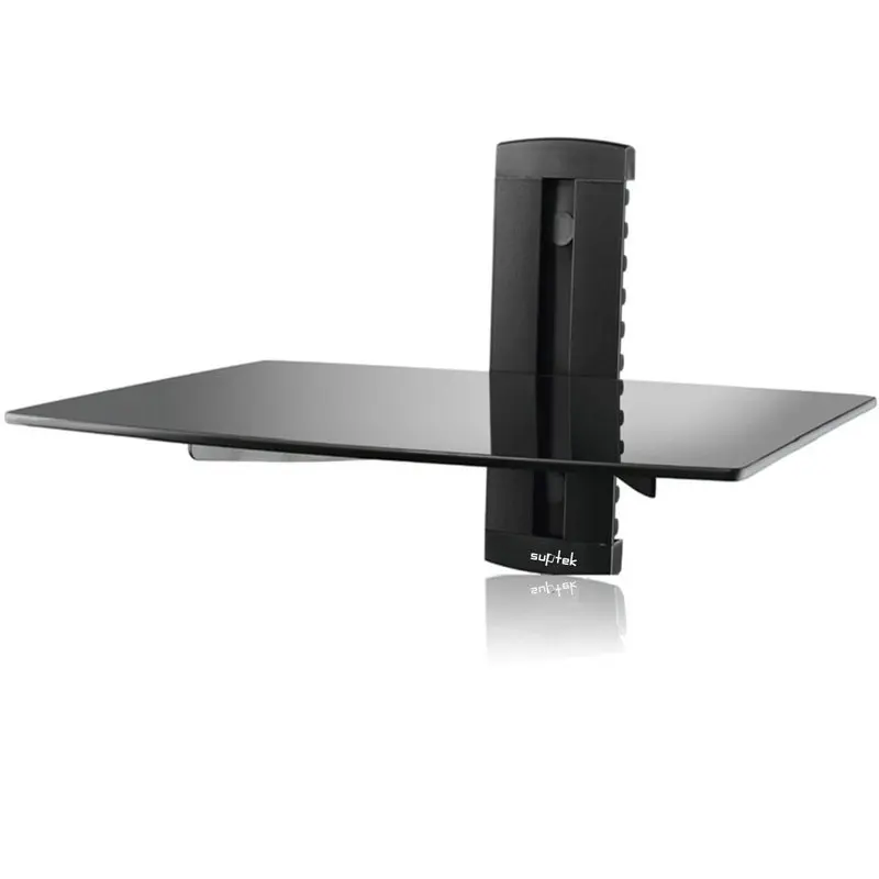 Одноместная плавающая полка с усиленным закаленным стеклом для DVD-плееров/кабельных коробок/игровых приставок/ТВ-аксессуаров, 1 полка CS201