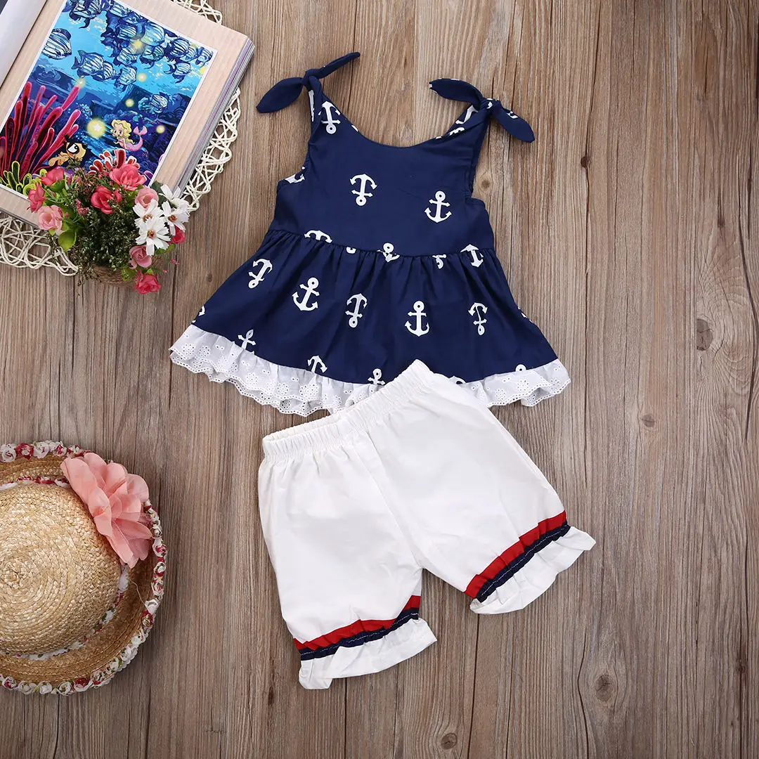 Комплекты одежды для маленьких девочек комплект из 2 предметов: футболка с якорем