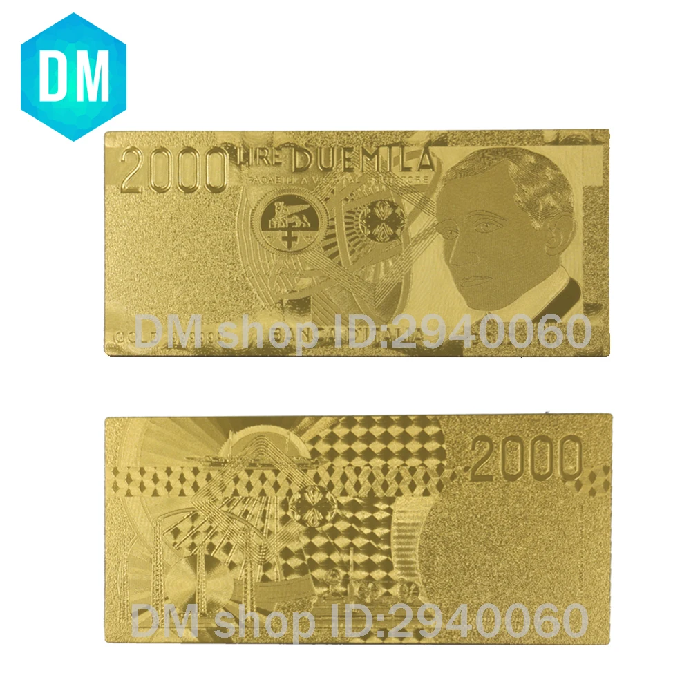 NICE World Money Реплика коллекция банкнот Италия 2000 Лира Золотая фольга купюры