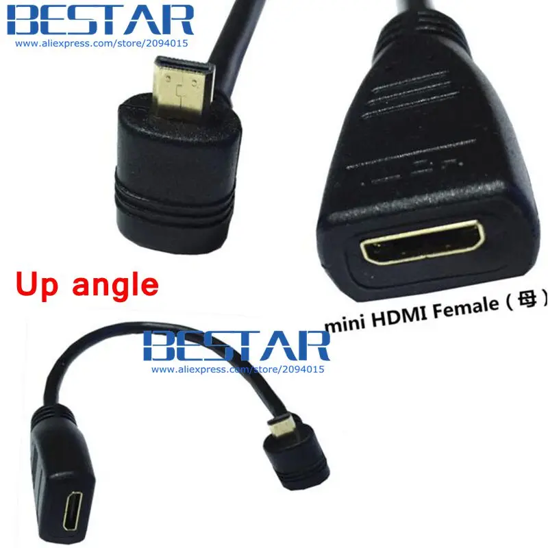 

(100pieces/lot)) Up Down Angle Left Right degree Micro-HDMI D Mini-HDMI C Micro HDMI Male Angled to Mini HDMI Female Cable 25cm