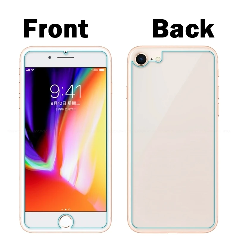 2 шт передняя + задняя 9H закаленное стекло для iphone X 10 Ten 5 5S SE 6 6S 7 Plus защитная пленка
