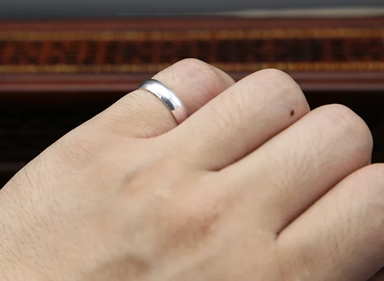 Однотонное кольцо из чистого серебра 990 пробы для мужчин и женщин простой Толстый