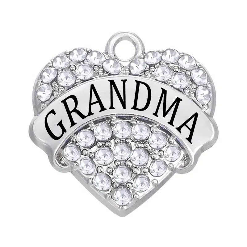 Браслеты серьги ожерелье белый кристалл сердце имя Шарм с надписью бабушка|grandma