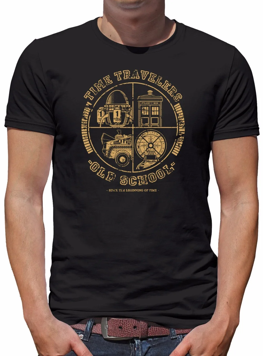 

T-shirt Homme 2019 New Top Tee 100% Cotton Shirt All Time Travellers Herren printed T shirts 100% Cotton Short Sleeve O-Neck