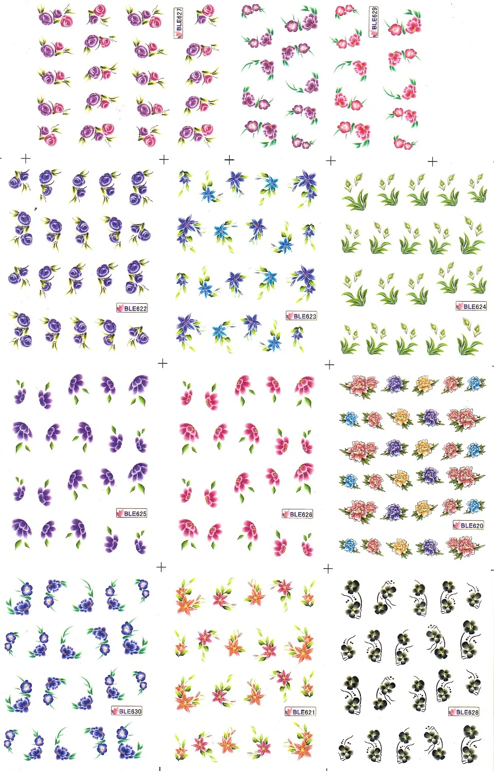 

11 PACK/ LOT WATER DECAL NAIL ART NAIL STICKER FLOWER BEGONIA AFRICAN TOUCH-ME-NOT BLE620-630
