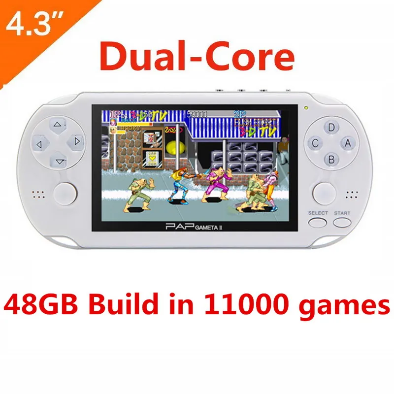 48GB 4,3 ''игровая консоль 64 бит портативная игровая консоль встроенные 11000 игры для GBA/CPS/NEOGEO/SNES/SMD/FC/GBC/SMS/mp5 - Цвет: White 48G11000 games