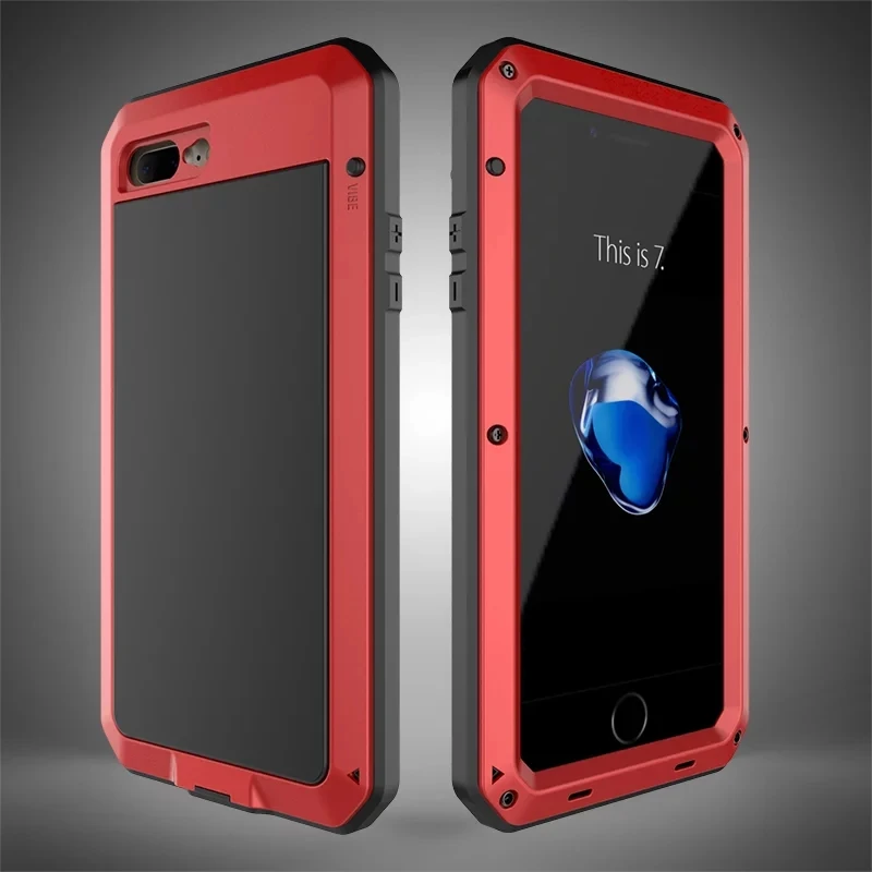 Luxury Dirt proof Shockproof Life Waterproof Case for iPhone 7 Heavy Duty Armor Aluminum Metal Cover Gorilla Glass Hard |