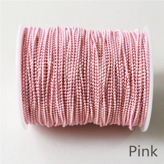 pink (Y47) 1 рулон шариковой мерцающей цепи на латуни, 21 цвет, 1,5 мм браслет ожерелье шар цепь, кисточка цепь, анти-тарнихи, высокое качество 100 ярдов - Цвет: pink (Y47)