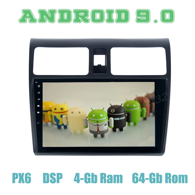 Автомобильный мультимедийный плеер 10 2 &quotIPS PX6 Android 9 0 GPS радио для suzuki Swift 2005 2010 с 4 +