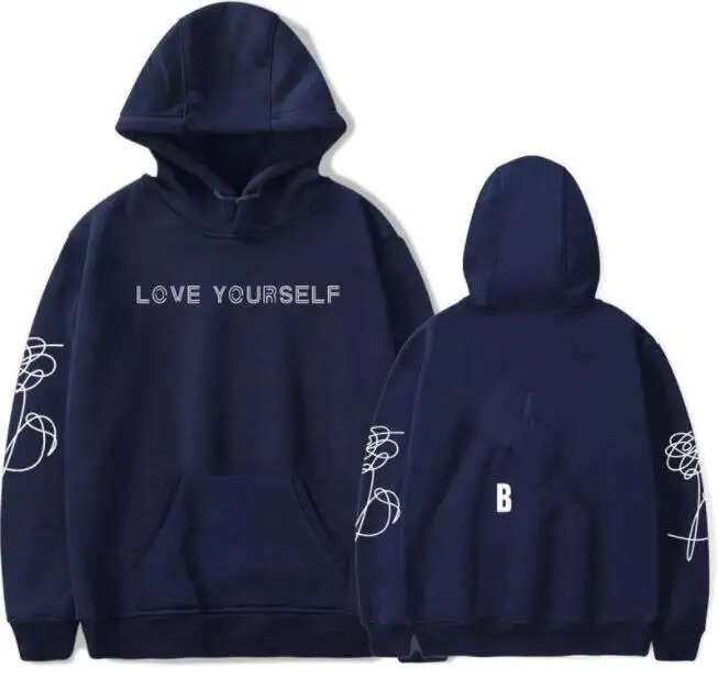 Navy white Logo Женские толстовки с капюшоном LOVE - Цвет: Navy white Logo