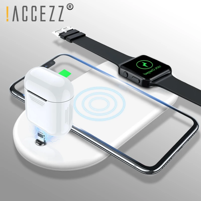 ! ACCEZZ 3 в 1 10 Вт 7 5 QI Быстрое беспроводное зарядное устройство для телефона iphone 8 Plus X