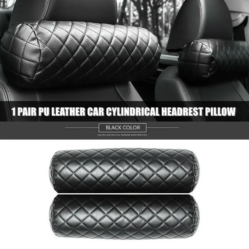 

1 пара Универсальный черного цвета из искусственной кожи автомобиля цилиндрический подголовник подушки