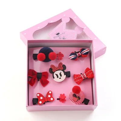 Girls Hairpins Boutique Gift Box Set Kids Bowknot Crown Pompom Hair Clips Elastic Hairband Accessories | Детская одежда и обувь