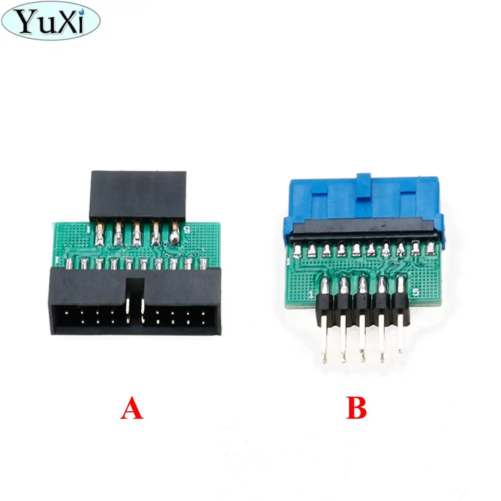 

YuXi 4pcs Motherboard Front USB3.0 19 20 pin female to USB2.0 9p male adapter USB 3.0 19/20Pin to USB 2.0 9pin converter adapter
