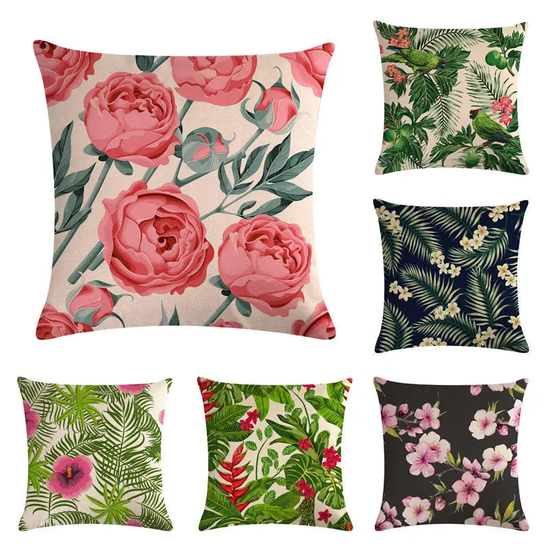

Colorful Flower Cotton Linen Throw Pillow Case Cushion Cover Home Decor Decorative Pillows For Sofa Seat Cushion 45cm*45cm