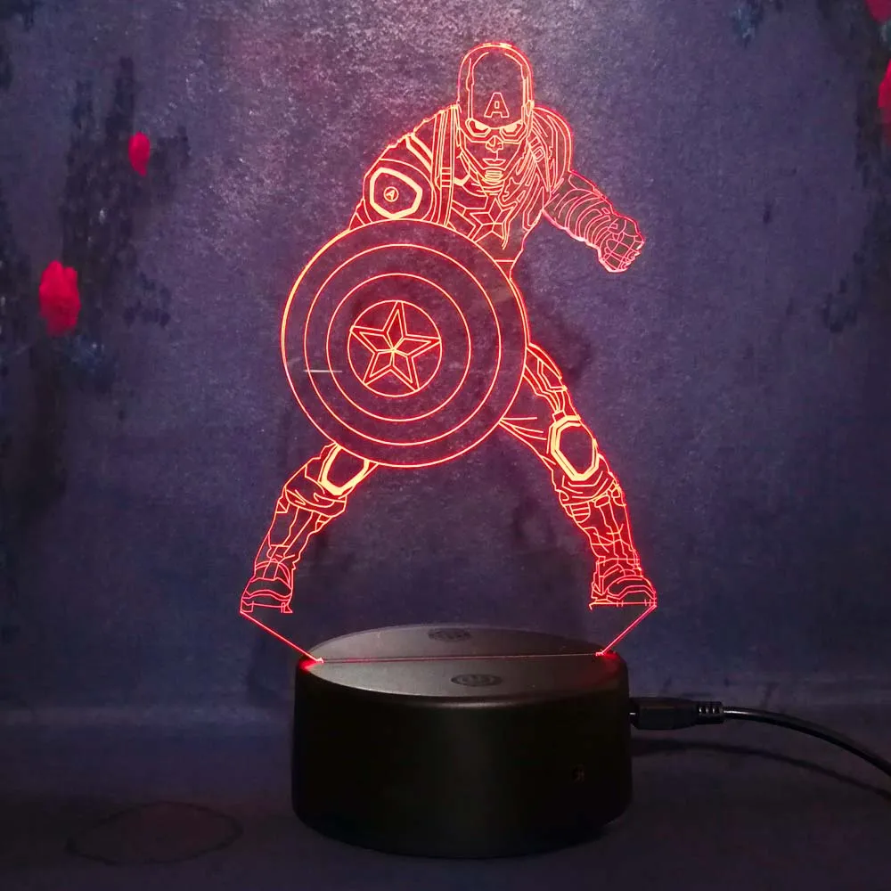 Cool Marvel Hero 3D ночник 7 цветов Человек паук Железный человек Бэтмен чудо женщина