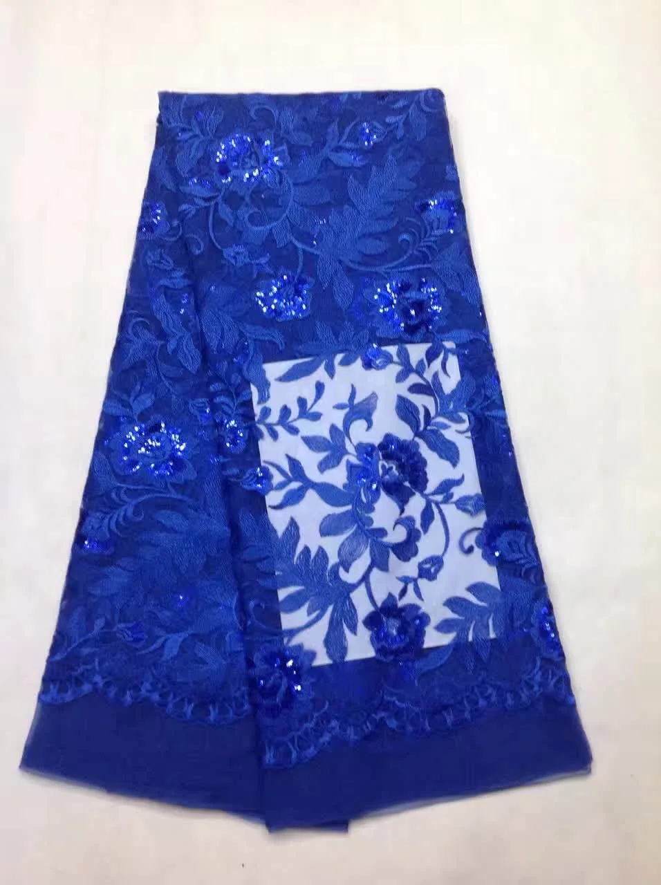 

2017 Upscale French Net blue/black Sequins Lace Fabric High Quality African Tulle Lace Fabrics Sequins Wedding Nigeria KL11101