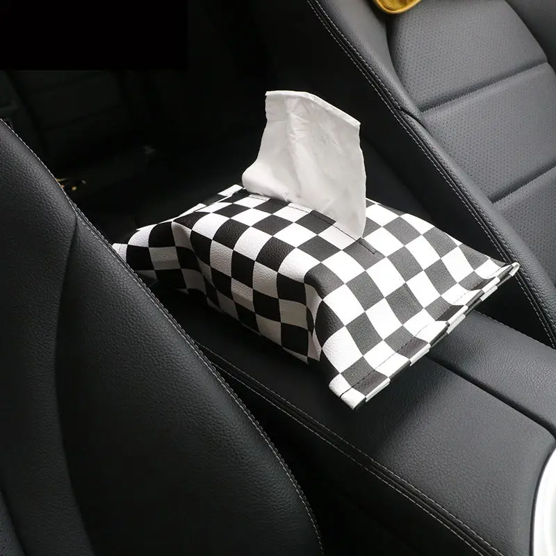 black white Юнион Джек Кожаный Автомобильный держатель для салфеток бумажный мешок для Mini Cooper Countryman, Clubman R55 R56 R60 R61 F54 F55 F56 аксессуары - Название цвета: black white